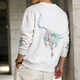 JEEP SPIRIT Year of the Dragon Limited Sweater Men's 2026 Spring National Style Embroidered Embossed Top Loose Large Size Round Neck White Regular 2XL 175-185cm 180-210Jin Jin is equal to 0.5 kg