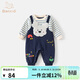 Banxidi baby clothes spring baby jumpsuit male baby outing clothes spring and autumn super cute fake two-piece overalls crawler suit blue 66cm
