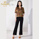 Giovanni Heavy Silk Shirt Women's 2026 Summer New Loose Printed Shirt Casual and Versatile Mulberry Silk Shopping Mall Same Style Dark Green + Orange S