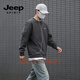 JEEP SPIRIT American Heavyweight Round Neck Sweater Men's Loose Embroidered Couple Tops 2026 Spring Velvet Long Sleeve Jacket Black S 70 - 90 Jin Jin is equal to 0.5 kg