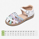 Snuffy Girls Sandals Colorful Braided Children's Roman Sandals Summer Comfortable Little Girls Beach Shoes White/Color 27