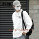 JEEP SPIRIT crew neck sweatshirt men's loose trendy casual bottoming shirt men's 2026 spring long-sleeved T-shirt top black 3XL 190-220Jin Jin equals 0.5 kg