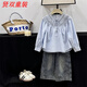 Disney (Disney) 2026 spring new style retro style girls long-sleeved shirt blue lace-up shirt 110