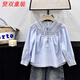 Disney (Disney) 2026 spring new style retro style girls long-sleeved shirt blue lace-up shirt 110