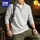 Romon half-zip sweatshirt for men 2026 spring stand-up collar thin loose casual long-sleeved bottoming shirt half-cardigan for men light gray L