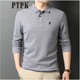 PTPK trendy brand embroidered Paul cotton long-sleeved polo shirt for men spring and autumn new business casual men's lapel T-shirt gray L 50 recommended 130-150Jin Jin equals 0.5 kg