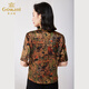 Giovanni Heavy Silk Shirt Women's 2026 Summer New Loose Printed Shirt Casual and Versatile Mulberry Silk Shopping Mall Same Style Dark Green + Orange S