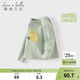 DAVE&BELLA girls long-sleeved T-shirt 2026 new spring style children's bottoming shirt pure cotton baby girl tops children's clothes green ready in stock 80 cm (recommended height 73-80cm)