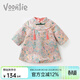 Fanhunting girls Chinese style dress winter plus velvet children's princess dress one-year-old baby dress for the first week banquet winter color 80