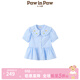 PawinPaw shopping mall same style cartoon bear children's clothing 25 spring and summer new girls lapel short-sleeved shirt Blue blue/50 120