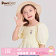 PawinPaw Cartoon Bear Children's Clothing Spring and Summer Girls Puff Sleeve Short Sleeve Shirt Sweet and Cute Yellow/30 110