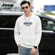 JEEP SPIRIT round neck sweatshirt men's 2026 spring new loose printed tops men's trendy velvet bottoming shirt jacket men black S