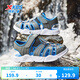 XTEP children's shoes, summer deodorant beach shoes, new sandals for boys, lightweight and breathable outdoor casual river shoes, crock gray/Prussian blue 27