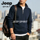 JEEP SPIRIT Jeep half-zip stand-up collar sweatshirt men's 2026 spring loose casual long-sleeved bottoming shirt jacket men's black S 70 - 90 Jin Jin is equal to 0.5 kg
