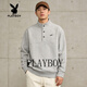 Playboy (PLAYBOY) American retro stand collar loose casual sports couple sweatshirt men's tops jacket men's black M 90-105Jin Jin equals 0.5 kg