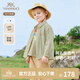 Ying's children's shirt long-sleeved summer outdoor sun protection boys POLO shirt girls sun protection clothing breathable long-sleeved shirt marsh gray green 90 cm