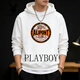 Playboy sweatshirt men's hooded loose trendy brand 2026 spring new men's casual versatile long-sleeved tops jacket men dark gray S 95-120Jin Jin equals 0.5 kg