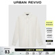 UR2026 Spring new women's temperament commuting lapel pinstripe cardigan shirt UWM250136 off-white stripes (loose) M