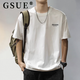 GSUE American pure cotton short-sleeved T-shirt men's heavy summer new loose large size breathable half-sleeved T-shirt printing dark gray L 130-145Jin Jin equals 0.5 kg