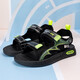 Boys' Sandals 2025 Summer New Open-toe Beach Shoes for Middle and Large Children, Soft Sole Non-Slip Children's Sports Sandals HBL809/Black Green Size 37 Standard Size