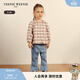 Teenie Weenie Kids bear children's clothing autumn baby girl classic plaid lace lapel cotton shirt burgundy 90cm