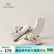 YEEHOO children's shoes girls' flat shoes 2025 autumn new soft-soled princess shoes children's bean shoes little girls leather shoes beige size 29 - suitable for feet 18.1-18.4cm long