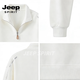 JEEP SPIRIT half-zip sweatshirt for men 2026 spring American retro trendy brand loose plus velvet warm stand-up collar pullover white M