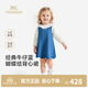 Ying's shopping mall same style children's clothing baby girl dress pure cotton denim vest dress summer daily children's dress medium denim blue 80 cm
