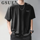 GSUE American pure cotton short-sleeved T-shirt men's heavy summer new loose large size breathable half-sleeved T-shirt printing dark gray L 130-145Jin Jin equals 0.5 kg