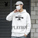 Playboy American Retro Hooded Sweatshirt Men's 2026 Spring and Autumn New Casual Versatile Loose Couple Top Jacket Dark Gray S 95-120Jin Jin equals 0.5 kg