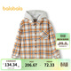 Balabala shopping mall same style boys' shirt children's long-sleeved autumn velvet cotton plaid jacket yellow tone 00333 120