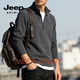 JEEP SPIRIT half-zip sweatshirt for men 2026 spring new solid color half-cardigan stand-up collar long-sleeved bottoming shirt casual style gray M 90 - 110 Jin Jin is equal to 0.5 kg
