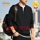 JEEP SPIRIT half-zip sweatshirt men's stand-up collar loose long-sleeved T-shirt men's top trendy velvet warm bottoming shirt Mituo M 90-115 Jin Jin is equal to 0.5 kg