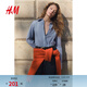 H&M women's shirt 2026 spring new cotton fashionable temperament simple poplin high intelligence shirt 1316432 blue/stripe S 160/88