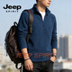 JEEP SPIRIT half-zip sweatshirt for men 2026 spring new solid color half-cardigan stand-up collar long-sleeved bottoming shirt casual style gray M 90 - 110 Jin Jin is equal to 0.5 kg