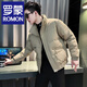 ROMON handsome short down jacket men's winter trendy stand collar thickened cotton jacket 2026 new men's cotton jacket khaki L recommended 115-130Jin Jin equals 0.5 kg