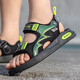 Boys' Sandals 2025 Summer New Open-toe Beach Shoes for Middle and Large Children, Soft Sole Non-Slip Children's Sports Sandals HBL809/Black Green Size 37 Standard Size