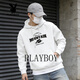 Playboy American Retro Hooded Sweatshirt Men's 2026 Spring and Autumn New Casual Versatile Loose Couple Top Jacket Dark Gray S 95-120Jin Jin equals 0.5 kg