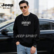 JEEP SPIRIT round neck sweatshirt men's 2026 spring new loose printed tops men's trendy velvet bottoming shirt jacket men black S