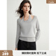 ELLE French design halterneck sweater for women 2026 spring new high-end commuter casual soft waxy sweater, light gray S