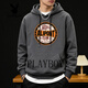 Playboy sweatshirt men's hooded loose trendy brand 2026 spring new men's casual versatile long-sleeved tops jacket men dark gray S 95-120Jin Jin equals 0.5 kg