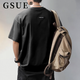GSUE American pure cotton short-sleeved T-shirt men's heavy summer new loose large size breathable half-sleeved T-shirt printing dark gray L 130-145Jin Jin equals 0.5 kg
