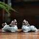 Zhenfan Pixiu ornaments, a pair of ceramic Ge Kiln Pixiu Piqiu home living room shop decoration office home decoration Ge Kiln Feitian Pixiu (pair)