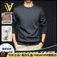 NASAOVER high-end light luxury men's cotton long-sleeved T-shirt thick 2026 spring and autumn new round neck sweatshirt loose large size bottoming shirt for men apricot (gift box) XL (recommended 130-150Jin Jin equals 0.5 kg)