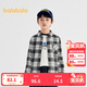 Balabala Boys' Shirt Children's Long Sleeve Autumn Clothes Girls' Plaid Jacket Same Style in the Shopping Mall Comfortable and Versatile Black and White Tone 00491 100