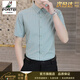 FORTEI high-end light luxury short-sleeved shirt men's summer new striped business casual youth non-iron anti-wrinkle shirt men's 88070 green strip (gift box) XL (130-140Jin Jin equals 0.5 kg)