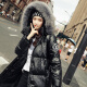 GuDiSi Down Jacket Women's 2020 Raccoon Real Fur Collar Campus Style Hooded White Duck Down Jacket Mid-Length Glossy Warm Down Jacket XMR2043 Black S