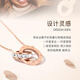 Farcoko brand rose gold double ring necklace women's clavicle chain fashion jewelry Valentine's Day birthday gift for girlfriend and wife double ring necklace - rose gold free engraving