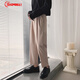 BAOMINGLI iron-free suit trousers for men in autumn new loose trendy semi-elastic suit trousers for men Korean style straight wedding groomsmen small suit trousers wide leg casual long trousers for men black 2XL
