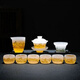 Jingdezhen tea set complete set of high-end Qianli Jiangshan light luxury white jade glazed tea set Chinese style household jade porcelain high Qianli Jiangshan master cup-Tianlan